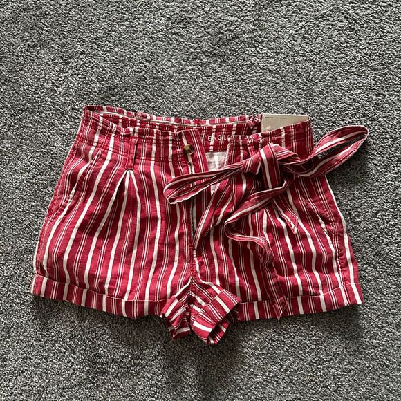 NWT Size 8 American Eagle Linen Blend Shorts Womens Super High Rise Striped - Picture 2 of 9